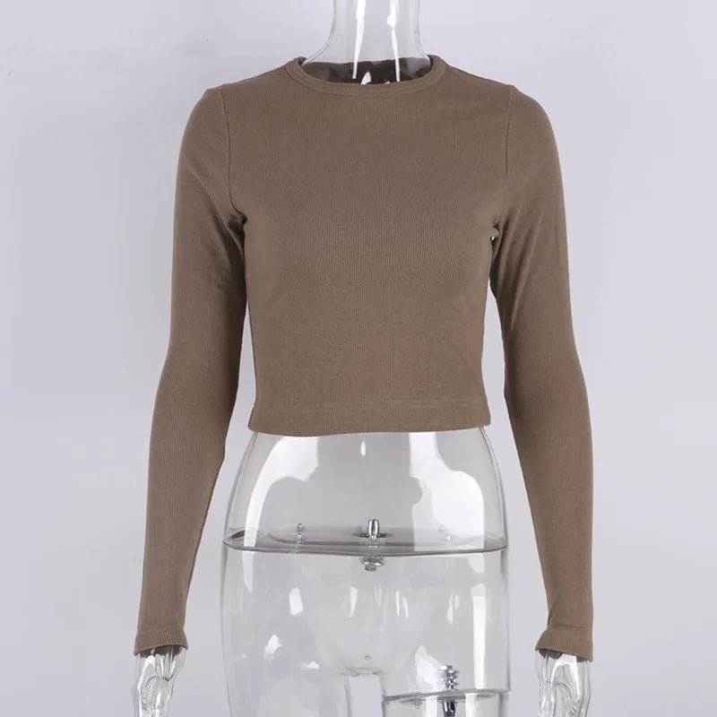 Second Skin – Ribbed Long Sleeve Slim-Fit Cropped Tee