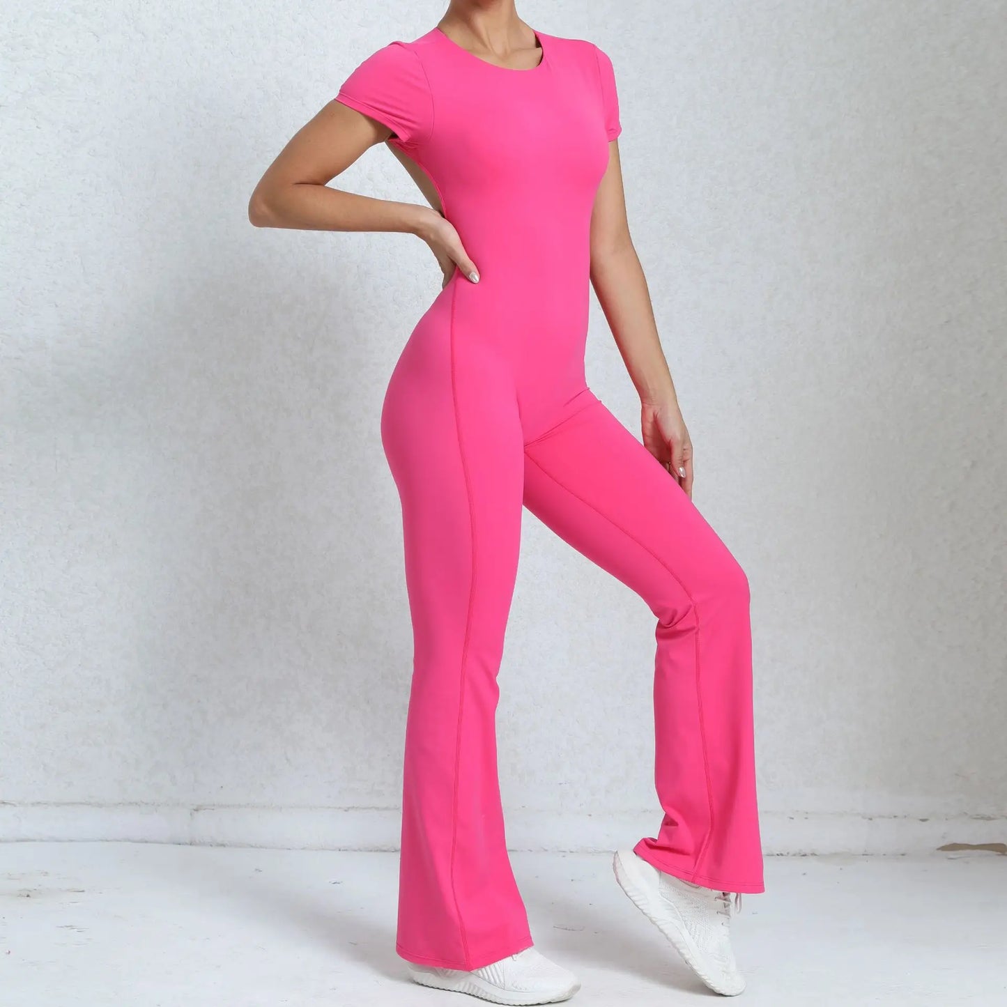 Radiant Elegance – Sexy Backless Scrunch Flared Jumpsuit for Women