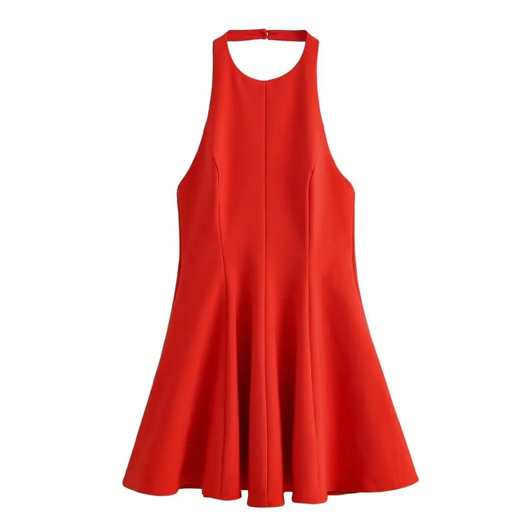 Halter Backless Ruffle Party Dress