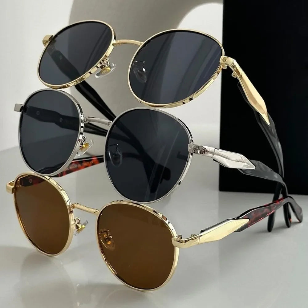 Vintage Round Metal Sunglasses – Unisex Retro Designer Eyewear | Livia & Co
