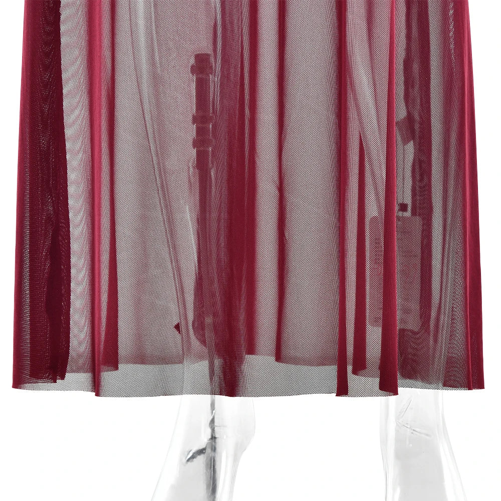 "Twilight Allure" Mesh Patchwork Bodycon Dress