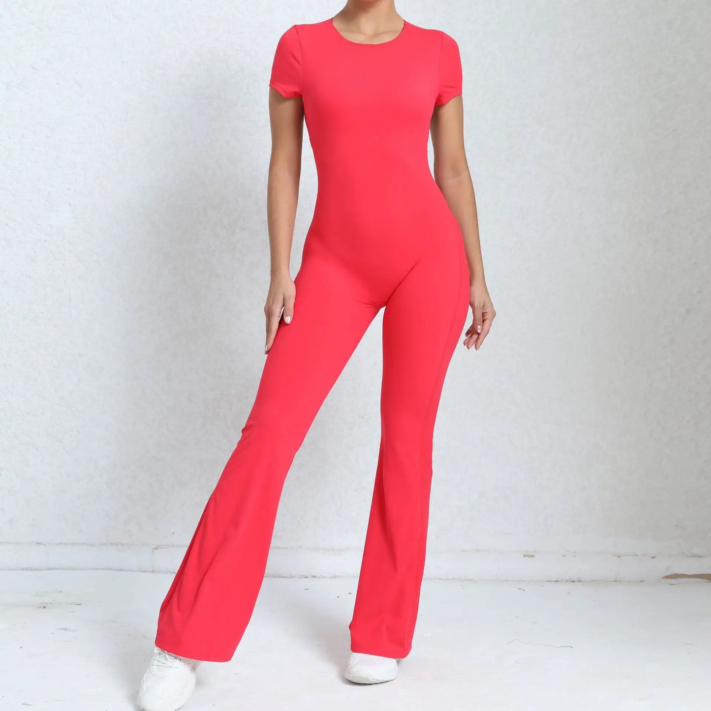 Radiant Elegance – Sexy Backless Scrunch Flared Jumpsuit for Women