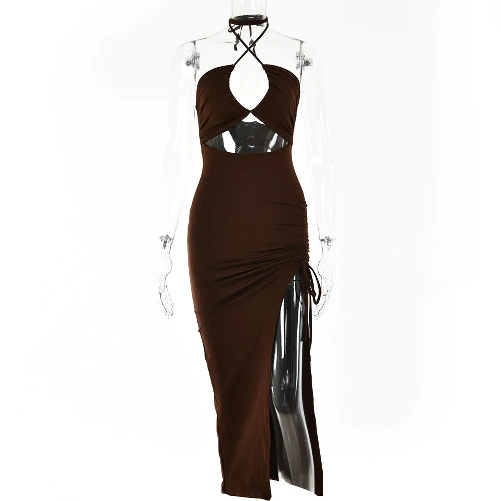 Elegant Backless Bodycon Midi Dress