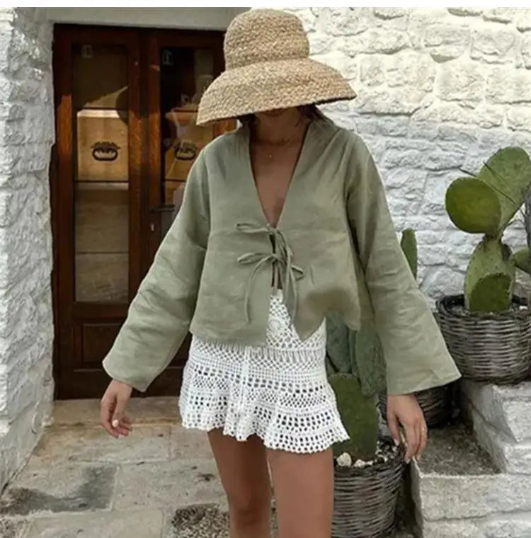 Moonlight Ties: The Flare Sleeve Serenade Top