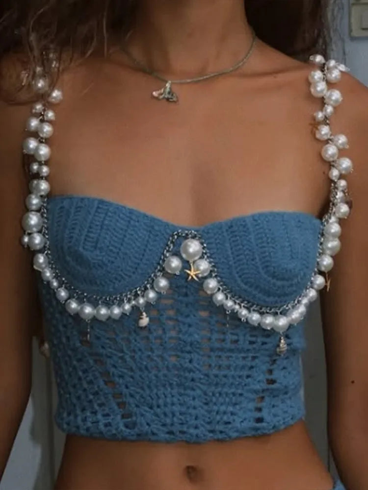 Seashell Dreams – Beaded Crochet Crop & Shorts Set