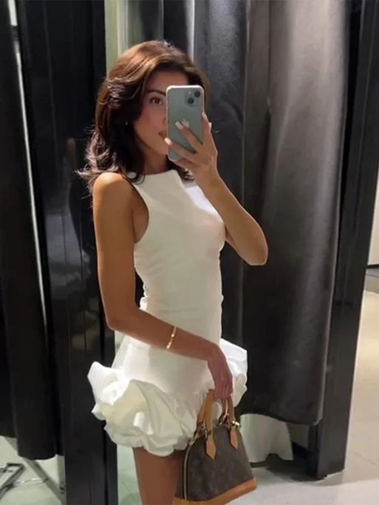 Moonlight Whispers" Y2K Backless Ruffled Mini Dress