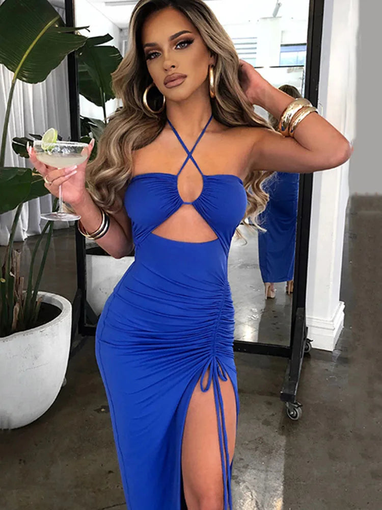 Elegant Backless Bodycon Midi Dress