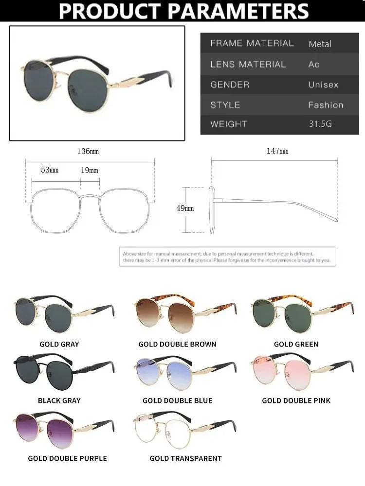 Vintage Round Metal Sunglasses – Unisex Retro Designer Eyewear | Livia & Co