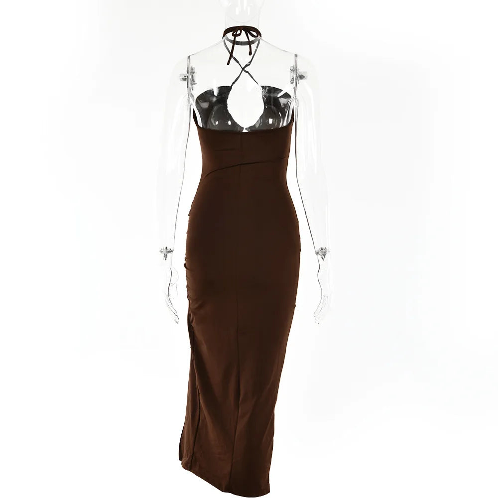 Elegant Backless Bodycon Midi Dress