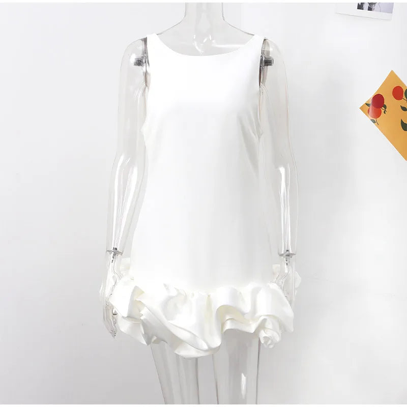 Moonlight Whispers" Y2K Backless Ruffled Mini Dress