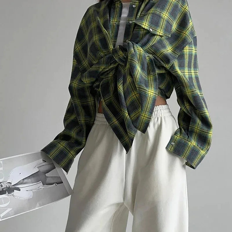 Drifted Days – Vintage Plaid Oversized Shirt