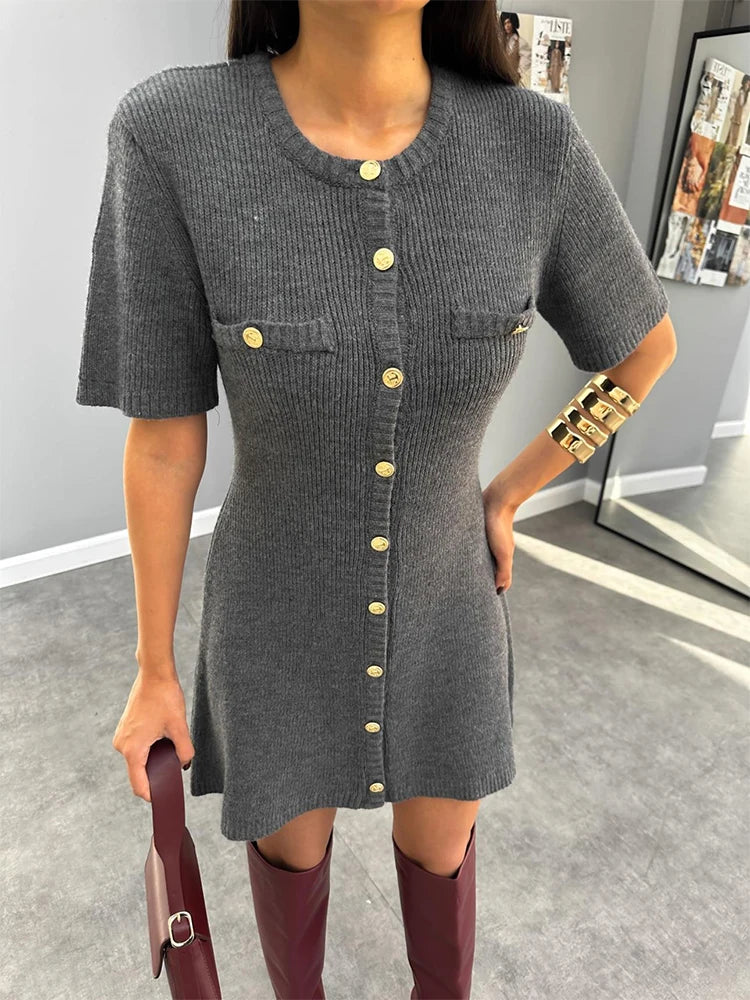 Golden Hour – Ribbed Knit Bodycon Mini Dress