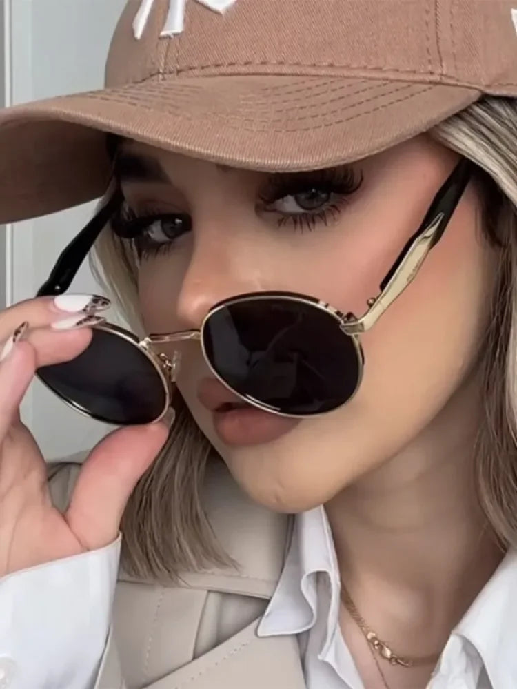 Vintage Round Metal Sunglasses – Unisex Retro Designer Eyewear | Livia & Co