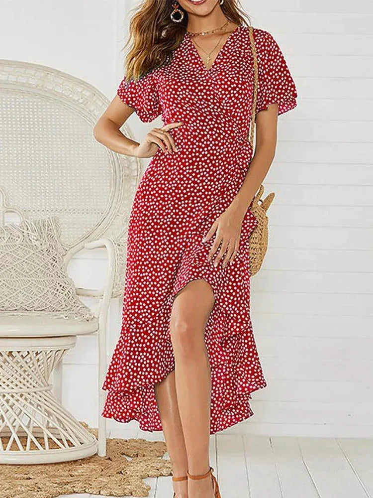 Summer Beach Maxi Dress – Boho Floral Elegance