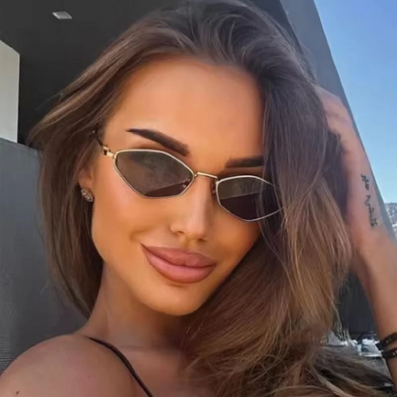 Vintage Hexagonal Metal Sunglasses – Unisex Punk Style Shades | Livia & Co