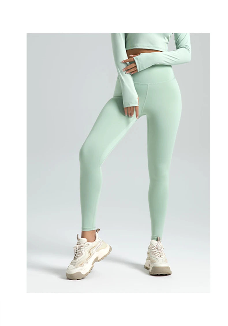 Women's Solid High Waist Sports Leggings – Breathable & Quick-Dry Yoga & Running Pants