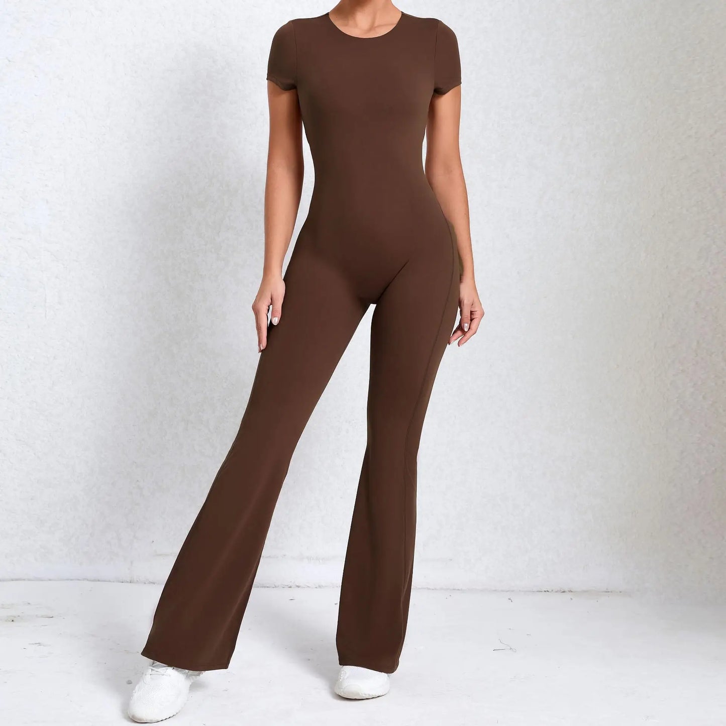 Radiant Elegance – Sexy Backless Scrunch Flared Jumpsuit for Women