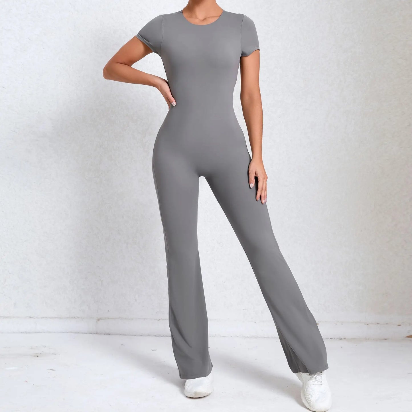 Radiant Elegance – Sexy Backless Scrunch Flared Jumpsuit for Women