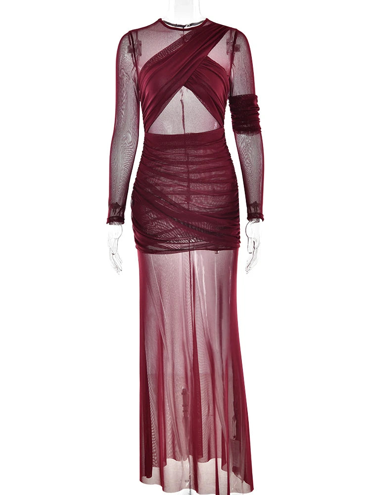 "Twilight Allure" Mesh Patchwork Bodycon Dress