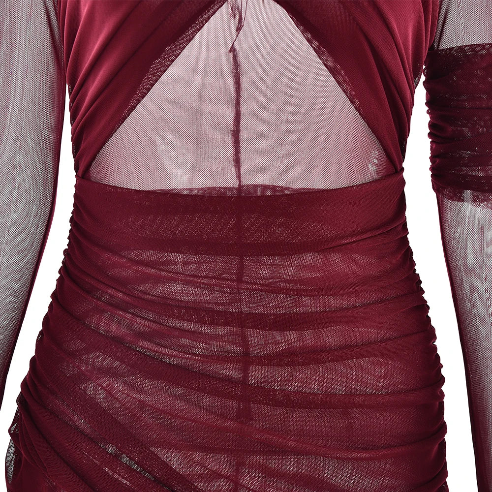 "Twilight Allure" Mesh Patchwork Bodycon Dress