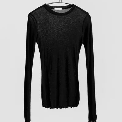 Velvet Whisper – Sheer Cotton Long Sleeve Tee