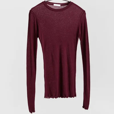 Velvet Whisper – Sheer Cotton Long Sleeve Tee
