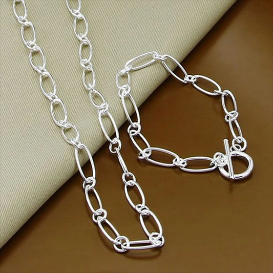 Luminous Grace – 925 Silver Necklace & Bracelet Set for Women, Elegant Party Jewelry Gift