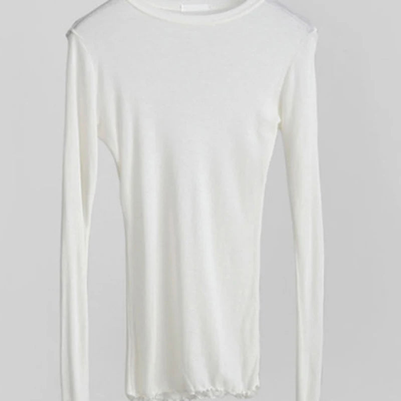 Velvet Whisper – Sheer Cotton Long Sleeve Tee