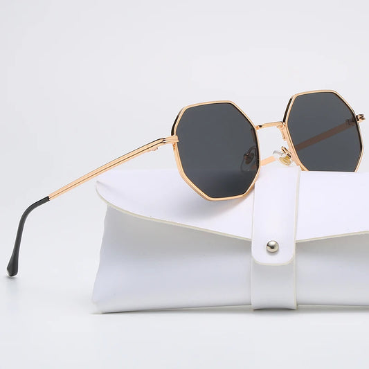 Polygon Metal Sunglasses – Unisex Vintage Luxury Mirror Shades | Livia & Co