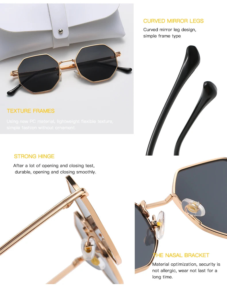 Polygon Metal Sunglasses – Unisex Vintage Luxury Mirror Shades | Livia & Co