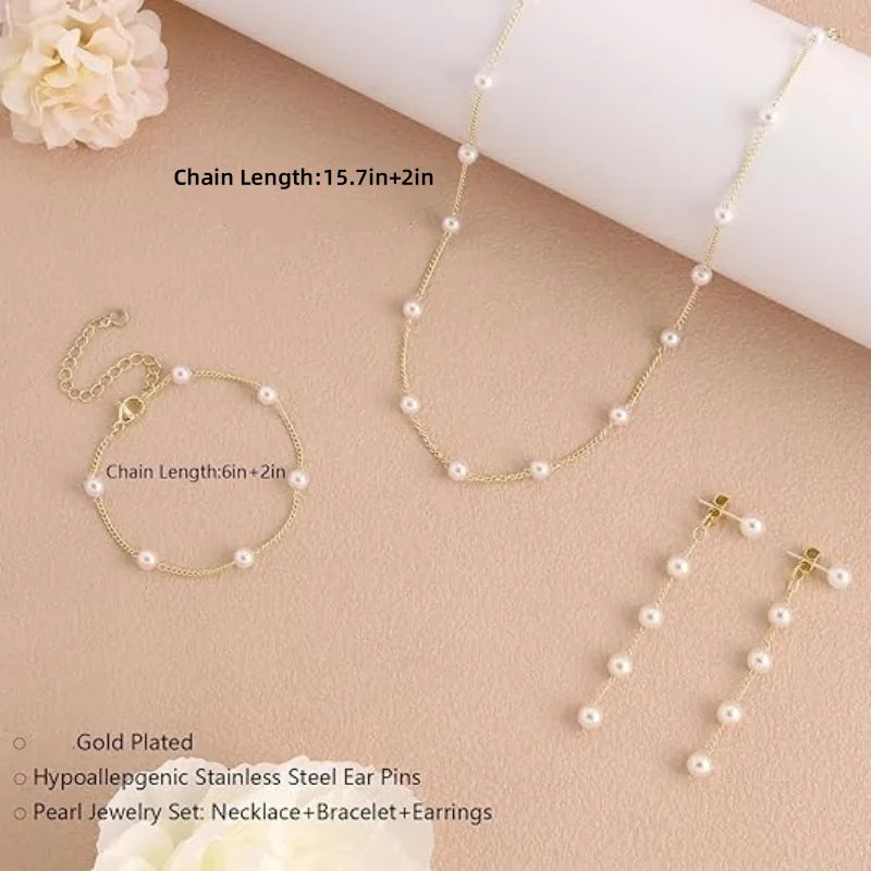 Boho Luxe – Beaded Tassel Pearl Necklace & Retro Chain Choker Set