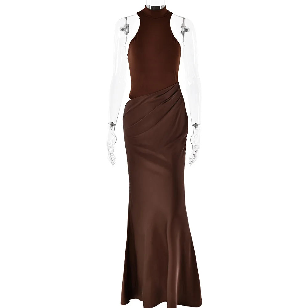 Satin Hollow Out Maxi Dress: A Symphony of Elegance and Desire