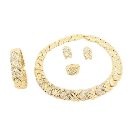 Crystal Radiance – 18k Gold Plated Necklace & Earrings Set