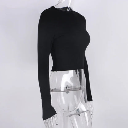 Second Skin – Ribbed Long Sleeve Slim-Fit Cropped Tee