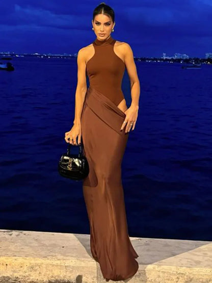 Satin Hollow Out Maxi Dress: A Symphony of Elegance and Desire