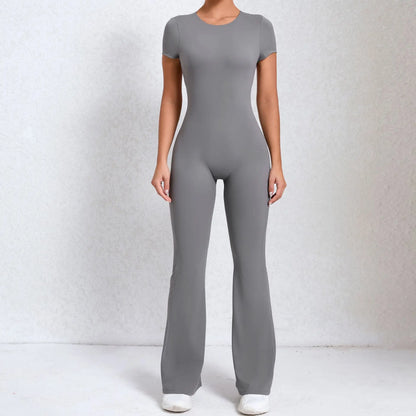 Radiant Elegance – Sexy Backless Scrunch Flared Jumpsuit for Women