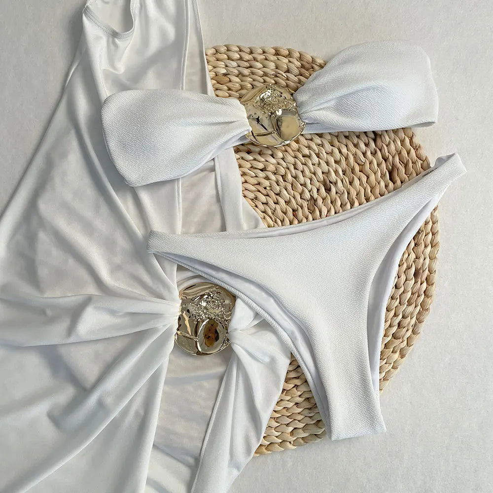 Moonwater Muse – Strapless Bikini & Skirt Cover-Up Set