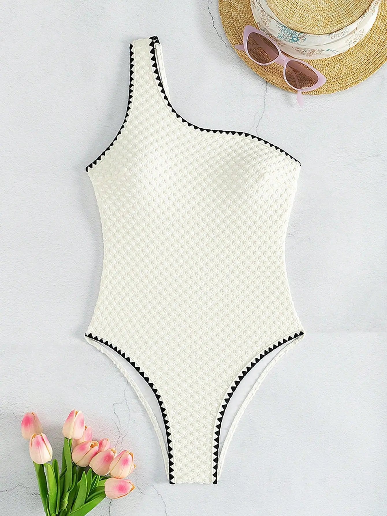 Sunkissed Mirage – White Strapless Lace-Up Bikini Set