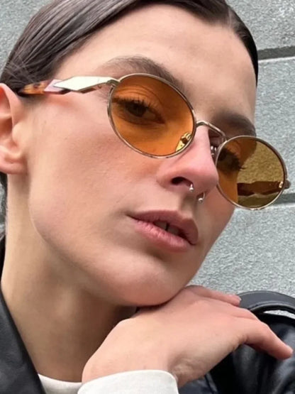Retro Round Metal Sunglasses – Unisex Leopard Print Designer Eyewear | Livia & Co