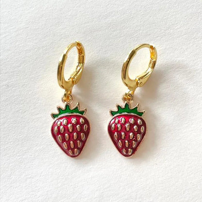 Sweetberry Delight: Strawberry Necklace & Earrings Set - Y2K Indie Jewelry