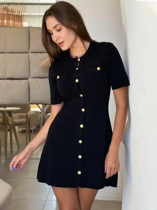 Golden Hour – Ribbed Knit Bodycon Mini Dress
