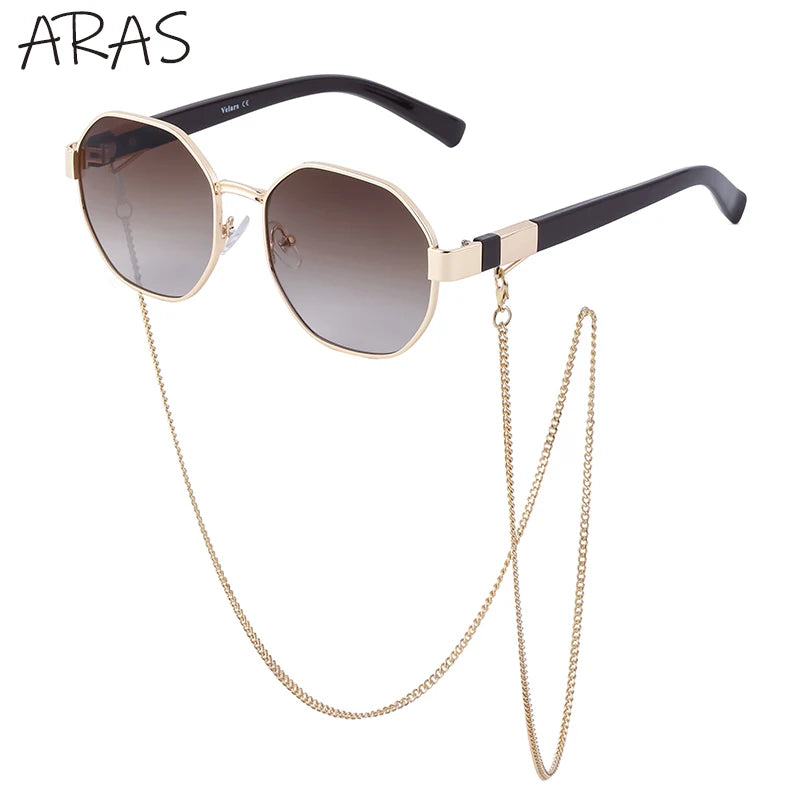 Polygon Sunglasses with Chain – Octagon Luxury Shades for Women | Livia & Co