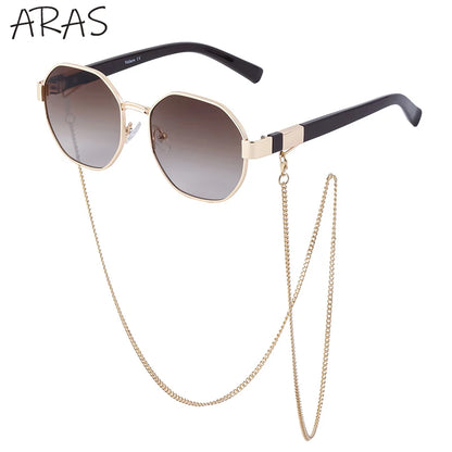 Polygon Sunglasses with Chain – Octagon Luxury Shades for Women | Livia & Co