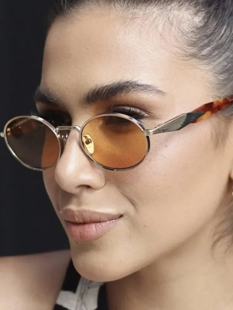 Retro Round Metal Sunglasses – Unisex Leopard Print Designer Eyewear | Livia & Co