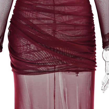 "Twilight Allure" Mesh Patchwork Bodycon Dress