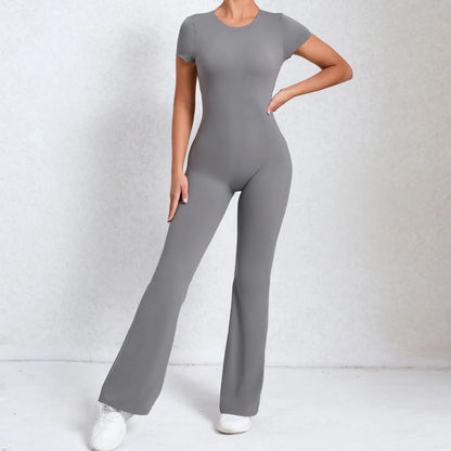 Radiant Elegance – Sexy Backless Scrunch Flared Jumpsuit for Women