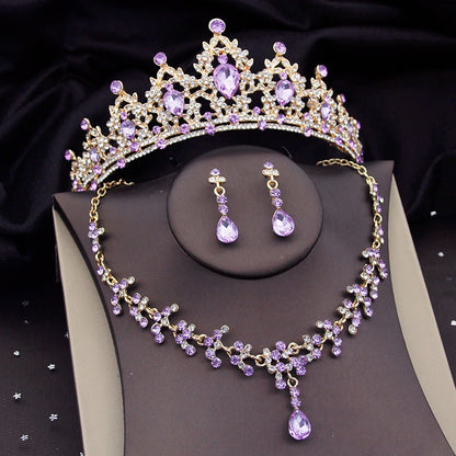 Royal Amethyst – Purple Crystal Bridal Jewelry Set with Tiara, Necklace & Earrings
