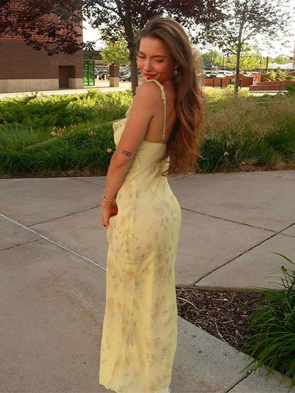 Midday Bloom – Backless Floral Sling Dress for Summer Escapes
