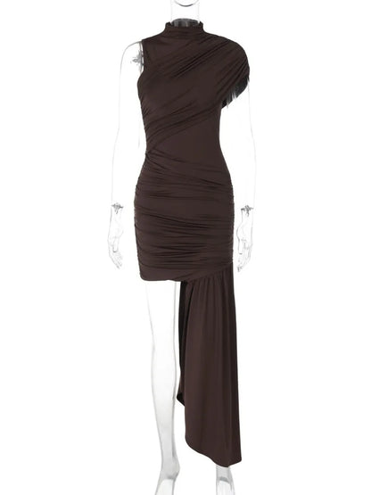 Midnight Whisper – Draped Ruched Sleeveless Mini Dress