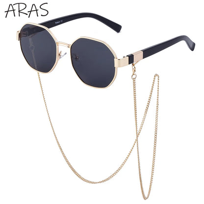 Polygon Sunglasses with Chain – Octagon Luxury Shades for Women | Livia & Co